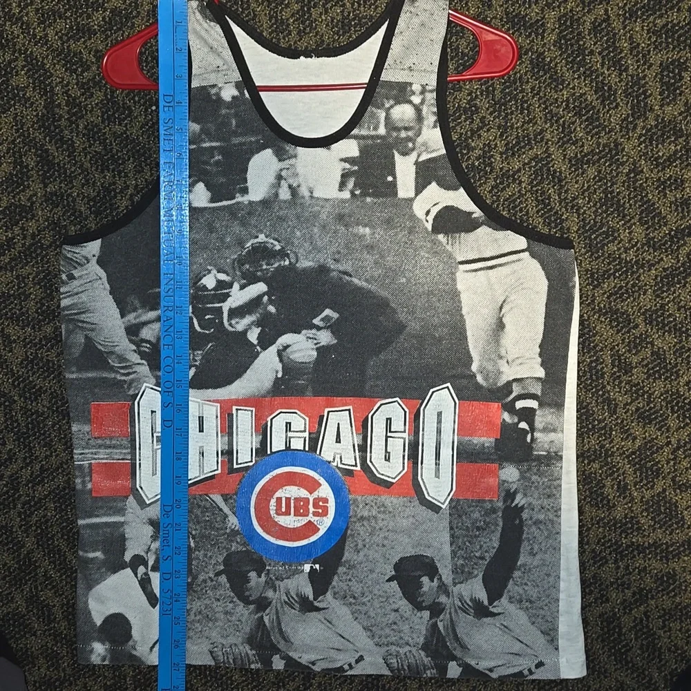 Vintage 1991 Chicago Cubs All Over Print Tank Top Rare Black White